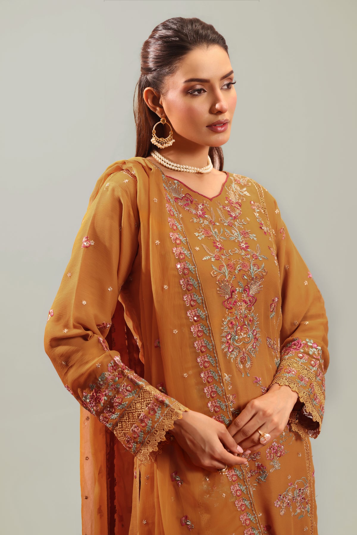 Rangrez - Rust Shalwar Kameez Suit 3 Piece