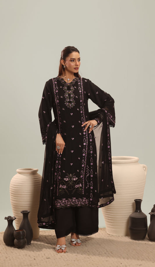 Nayara - Black Shalwar Kameez Suit 3 Piece