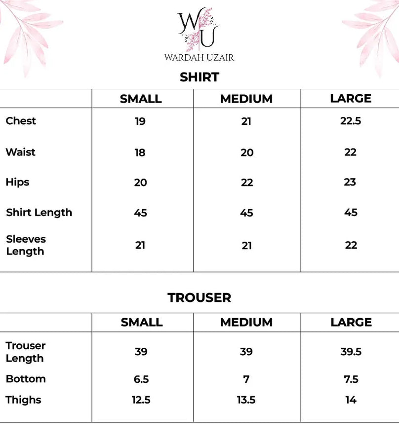Rang-e-Mahnur Size Chart