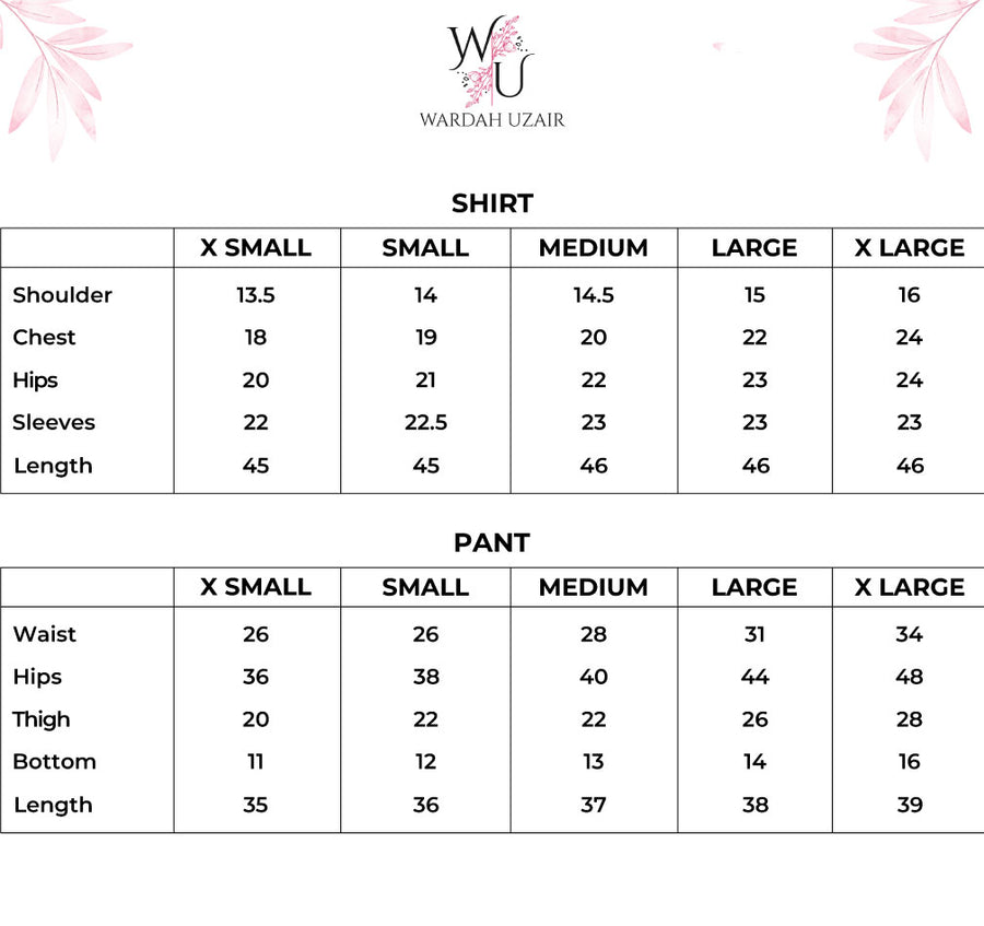 Soraya Size Chart